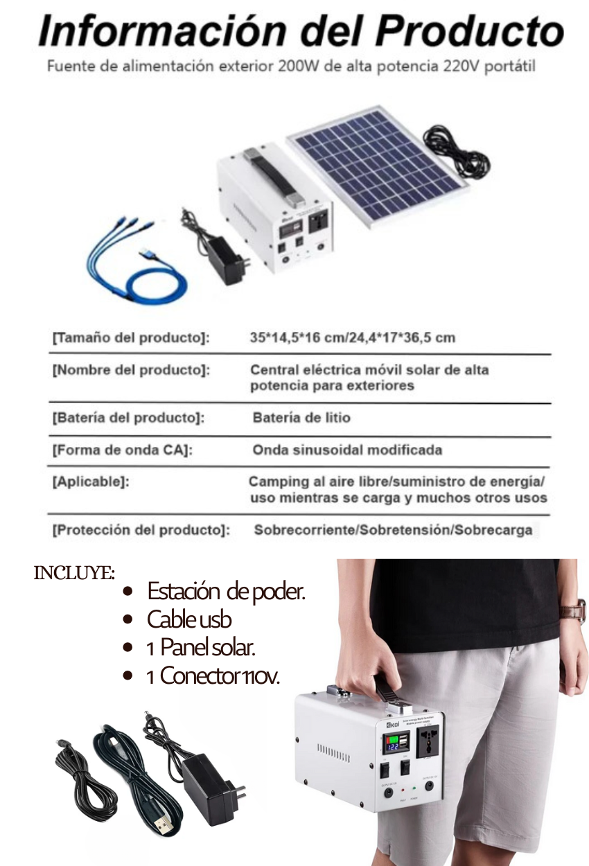 SolarPower GO 12000 mAh Generador Solar Portátil